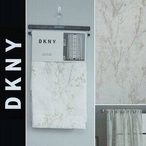 NEW DKNY 2 Panels Window Curtain Drapes ~ City Mist Sheer ~ 50x84 ~ White/Tan